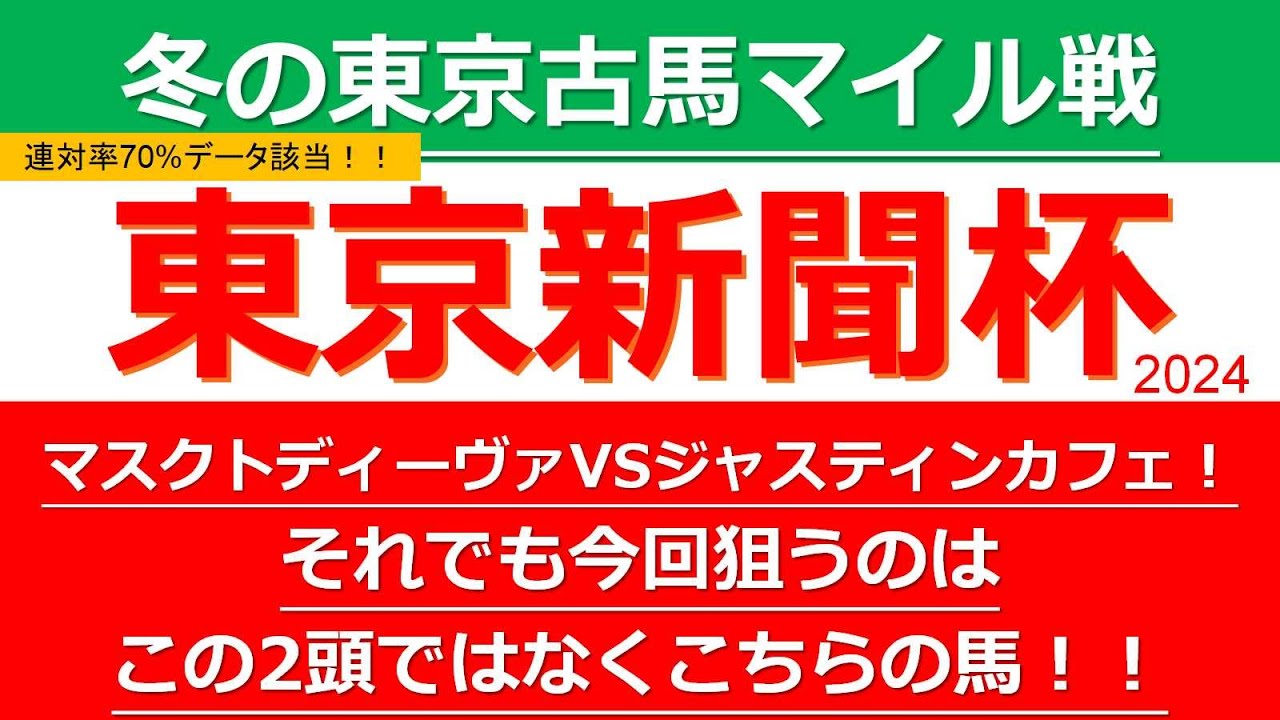 【東京新聞杯2024】マスクトディーヴァVSジャスティンカフェ！でも狙いたい本命馬はこの2頭ではなくこっち！！冬のマイル重賞、東京新聞杯【G3】の注目したい本命馬を紹介！連対率70％データにも注目！