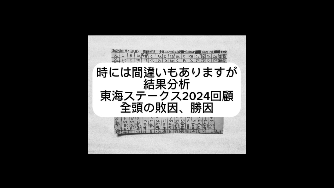 結果分析「東海ステークス2024回顧」全頭の敗因、勝因。