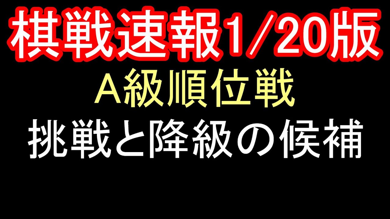 棋戦速報1/20版 名人挑戦争い候補は４人に絞られた！降級候補は６人！