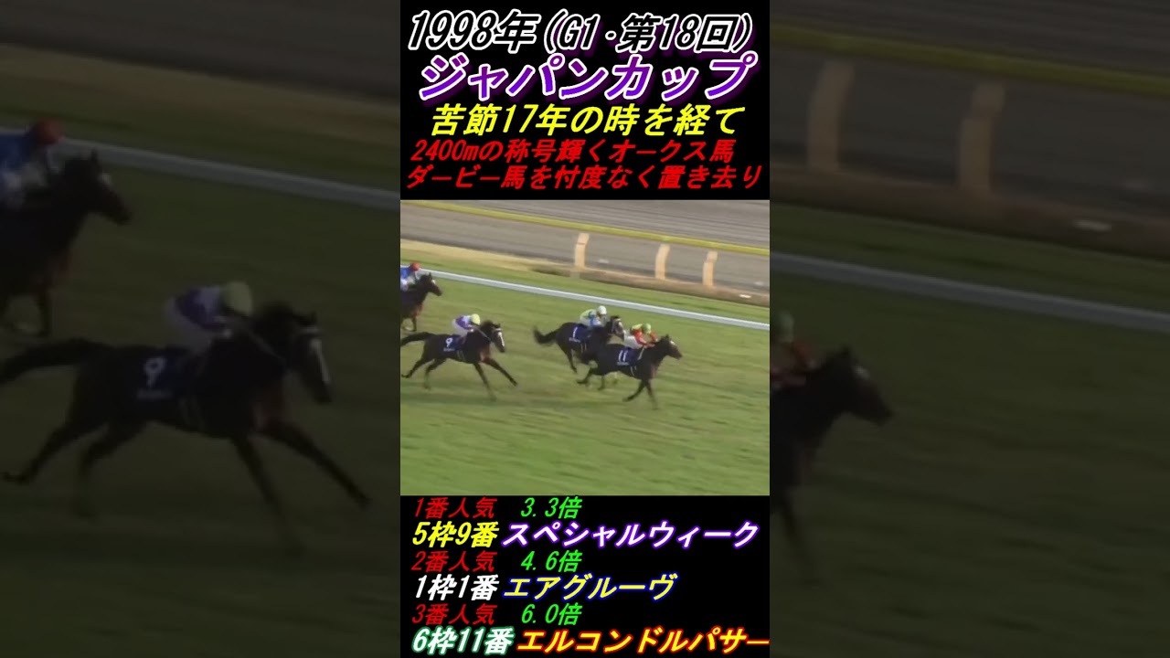 【ジャパンカップ初の日本馬ワンツースリー！】スペシャルウィーク岡部でヨレる！エアグルーヴには横山典弘！ ジャパンカップ(G1･1998年)エルコンドルパサー号 #エルコンドルパサー #エアグルーヴ