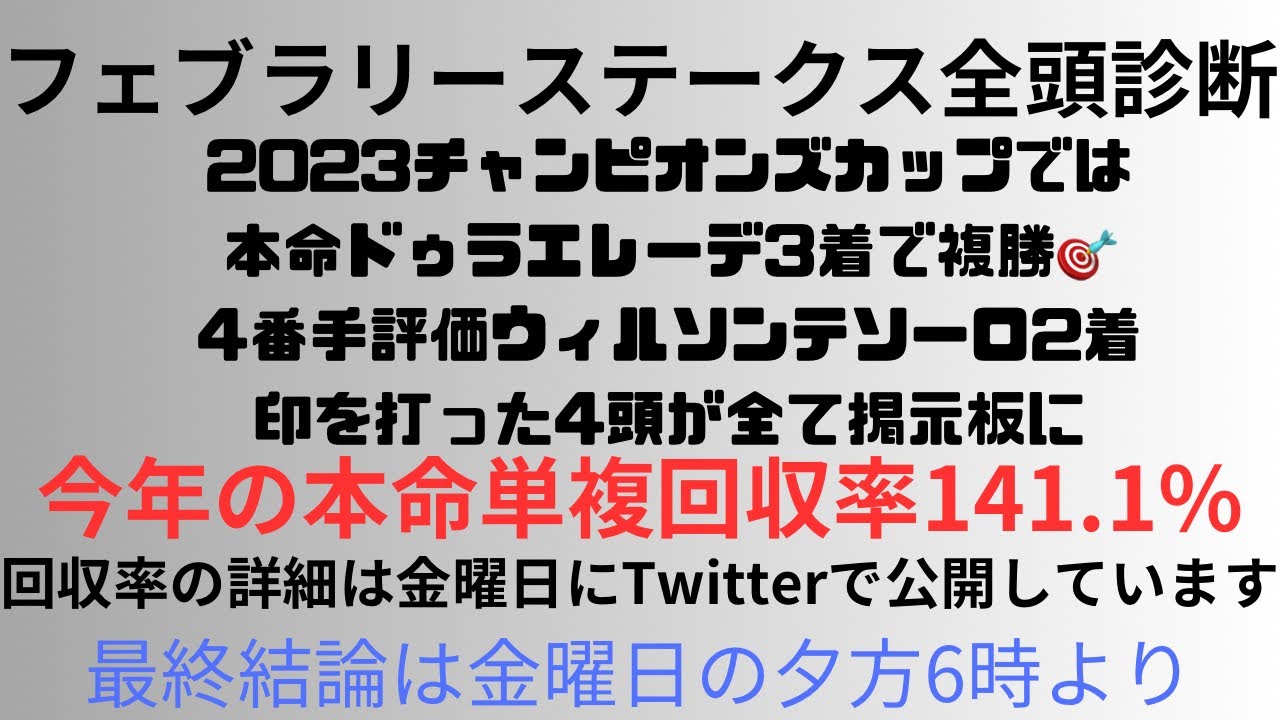 【フェブラリーステークス2024】全頭診断　2023チャンピオンズカップでは本命ドゥラエレーデ3着で複勝的中🎯4番手評価ウィルソンテソーロ2着、印を打った4頭が全て掲示板に