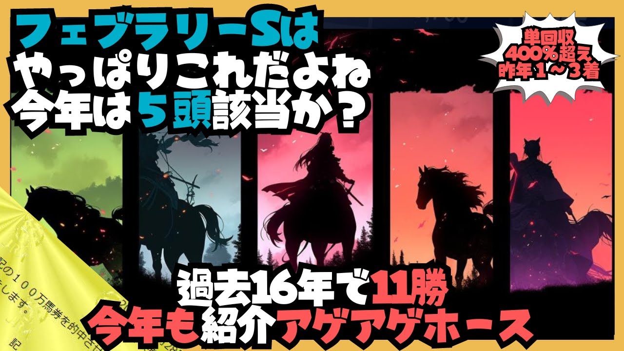【２０２４年フェブラリーＳ】過去１６年で１１勝が該当、今年も恒例のアゲアゲホースをチェックしておくよ！【５頭該当か？】
