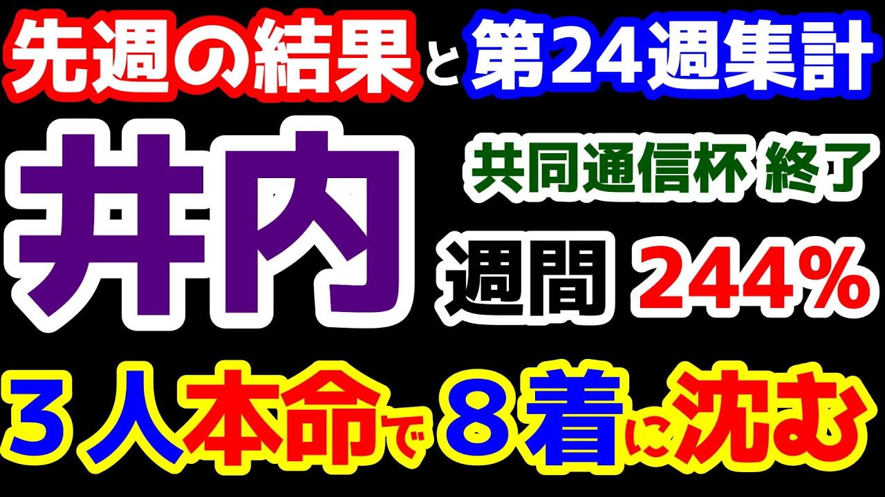 【第26シーズン集計】 井内、週間244%🎊　３人本命８着に沈める😱  【共同通信杯、京都記念 終了】