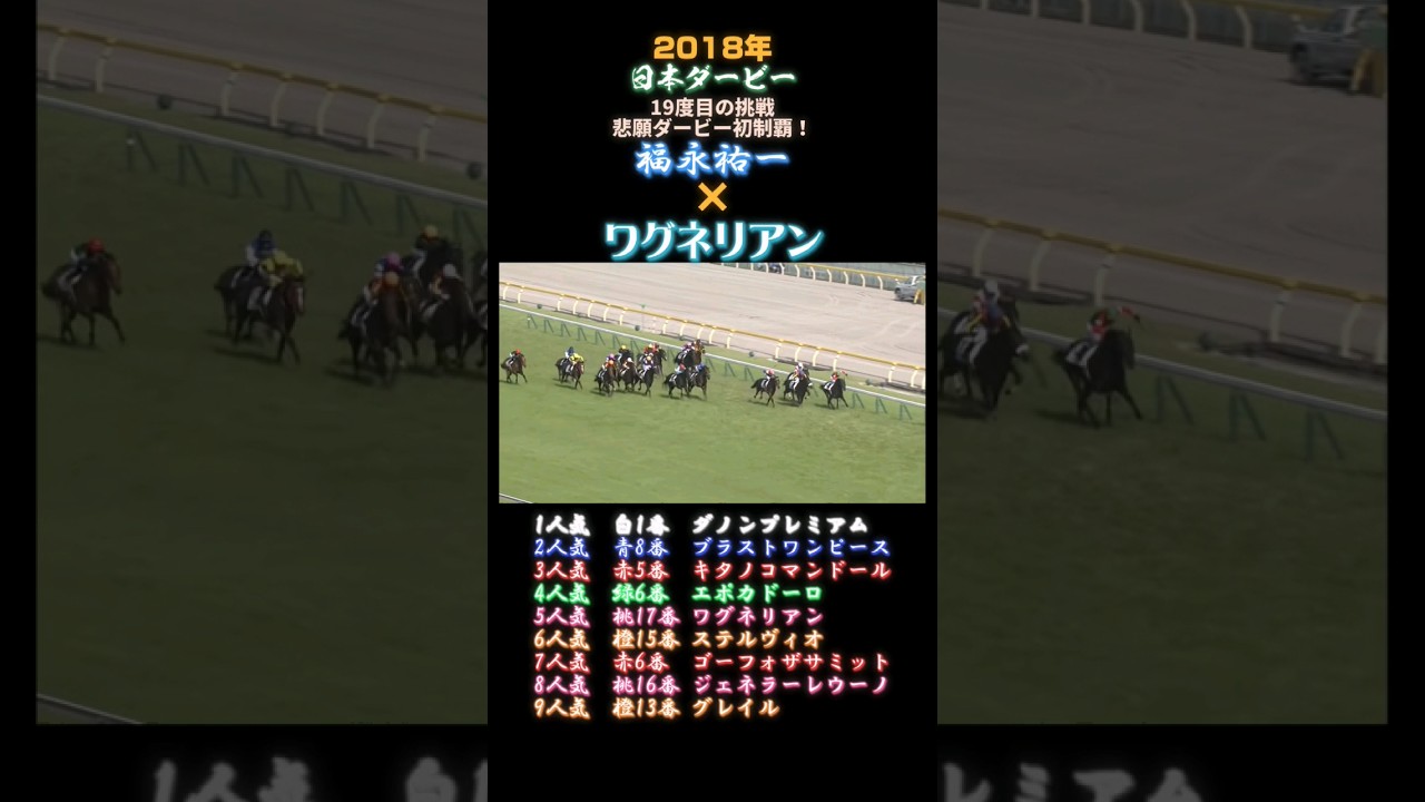 2018年日本ダービー#競馬#jra#ウマ娘#武豊#福永祐一 #ワグネリアン#東京優駿#名勝負#名実況 #プリティーダービー