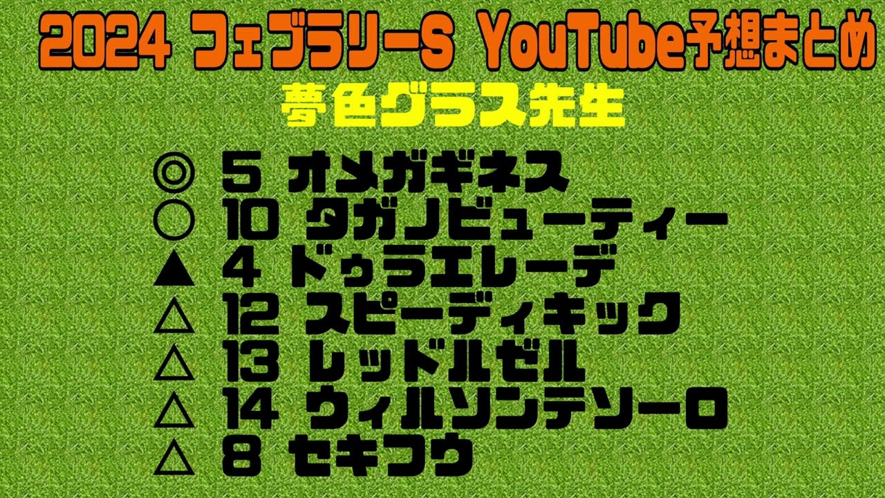 2024フェブラリーステークス予想　YouTube予想まとめ