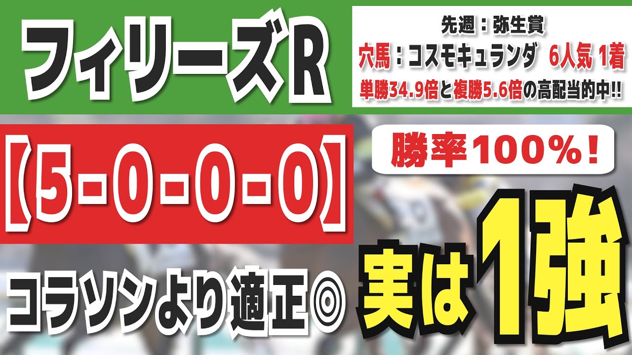 【フィリーズレビュー2024】実は1強「5-0-0-0」勝率100％の鉄板データ発見！今年は重賞「8/9週的中」の競馬推進室オススメの軸1頭はコレ！