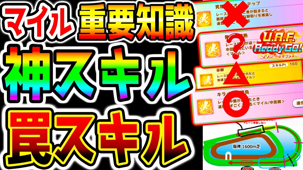 【ウマ娘】『神スキル･罠スキル』マイル重要知識！マイルチャンミ先取り解説！桜花賞チャンミ！スキルの知識 図解【ウマ娘プリティーダービー 阪神1600ｍ ★3強さランキング 因子周回概要欄】