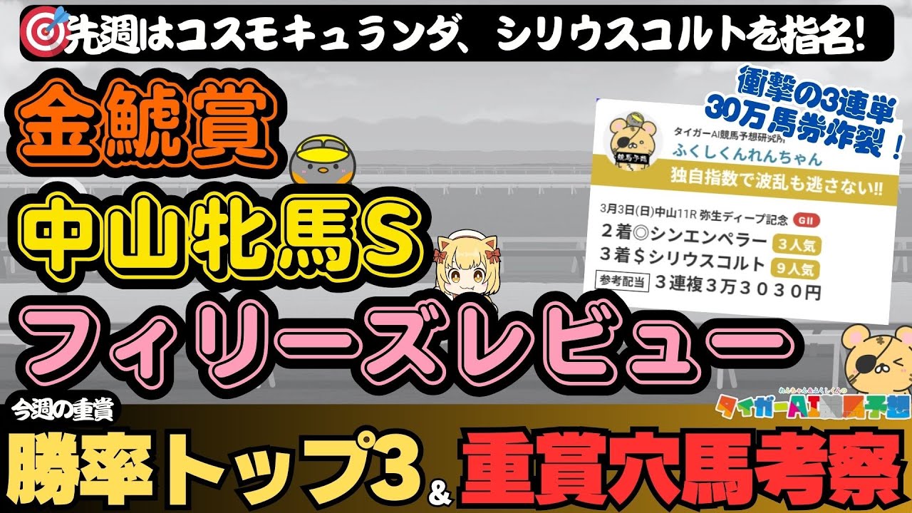 【金鯱賞・中山牝馬S・フィリーズレビュー2024】隠れ穴馬候補を知りたい人へ！重賞勝率ランキングで有力馬、激走候補を探る【競馬予想】