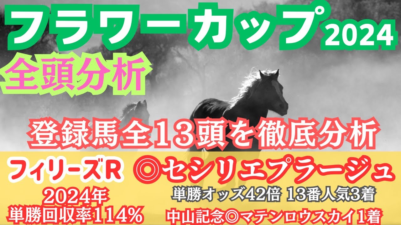 【フラワーカップ2024】登録馬全13頭のなかで買える馬とは？先週12番人気を本命にした分析で強い馬を見抜く！【全頭分析】