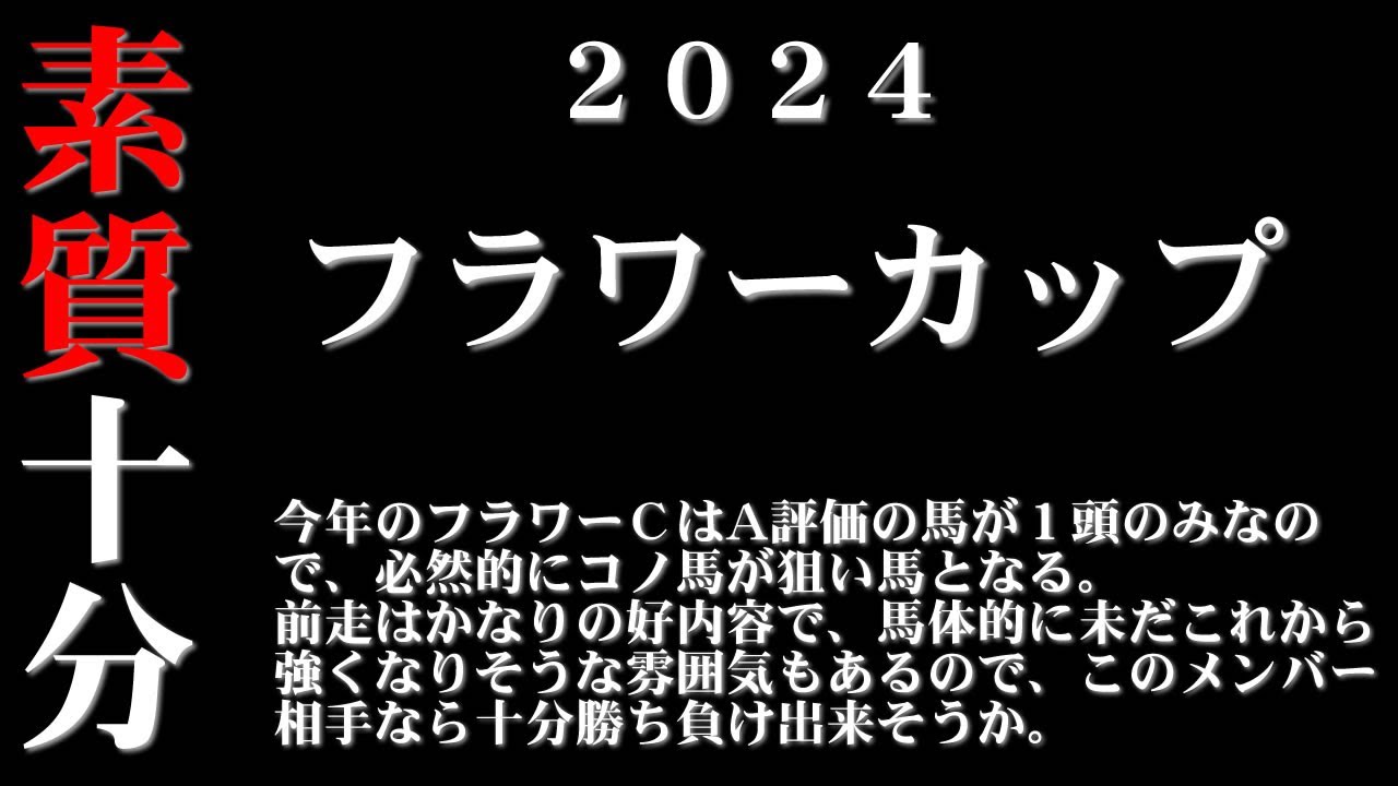 【ゼロ太郎】「フラワーカップ2024」出走予定馬・予想オッズ・人気馬見解