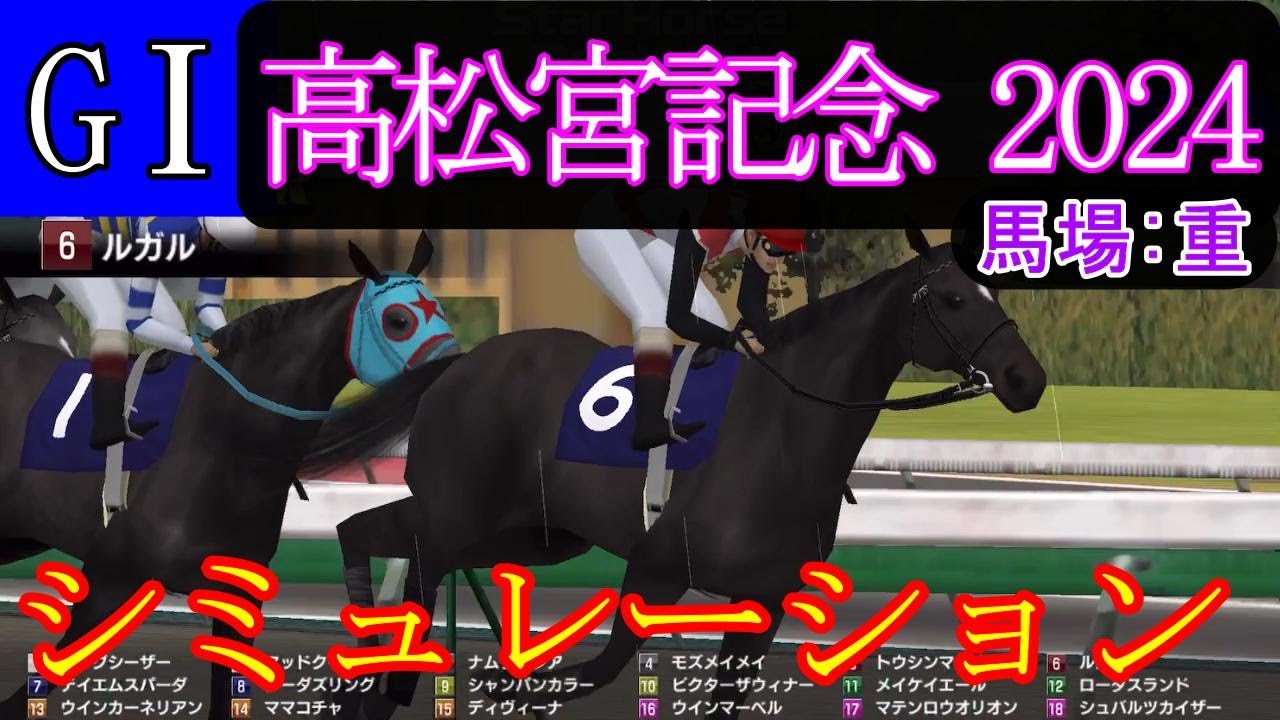 【競馬】G1 高松宮記念  2024　シミュレーション　予想　天候『雨』　馬場状態『重』
