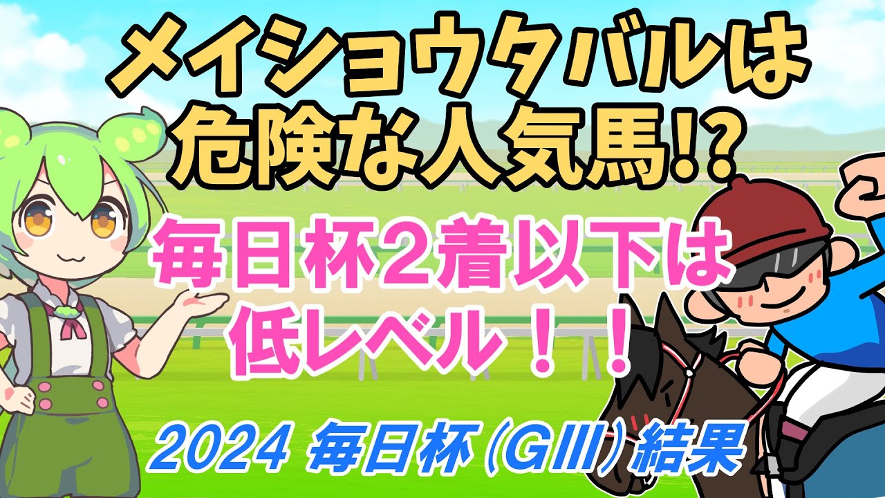 [2024毎日杯／結果]メイショウタバル皐月賞へ！ただし毎日杯２着以下は低レベルか！！【ずんだもん競馬解説】
