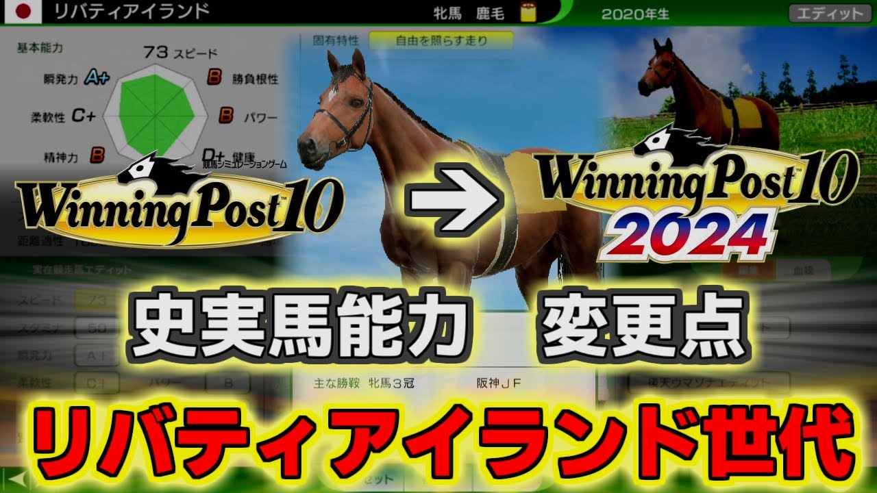 【ウイポ2024】 2023年最新データが反映された史実馬能力変更を見てみよう【リバティアイランド世代】