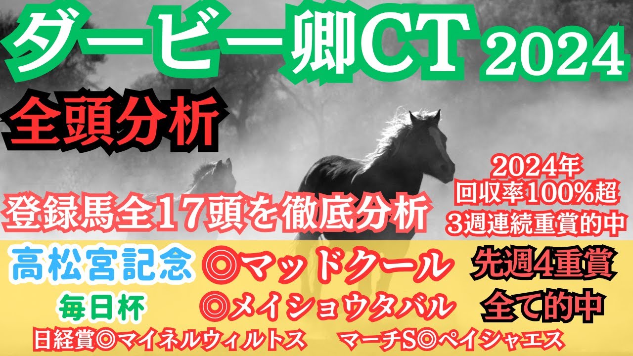 【ダービー卿CT】先週4重賞全的中！2024年回収率100%↑荒れるハンデ重賞で買いたい馬は？【全頭分析】