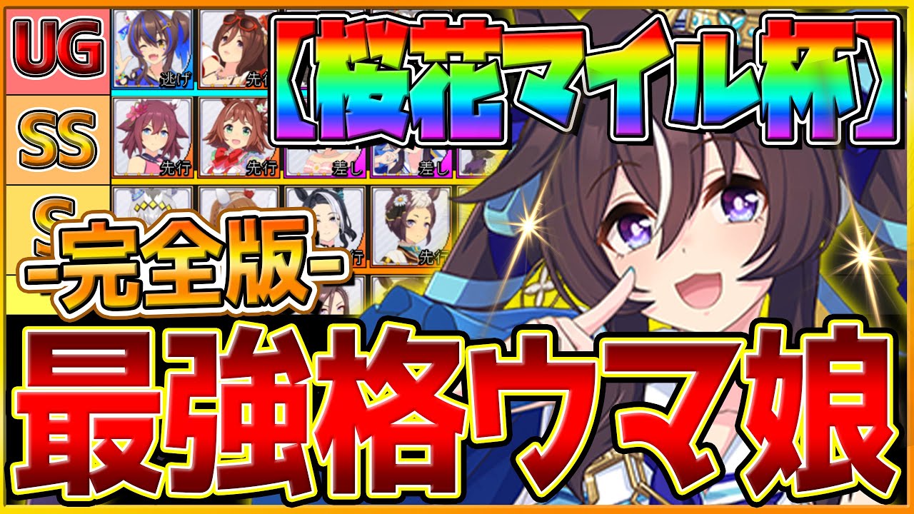 【完全版】最強格ウマ娘『桜花賞マイル杯』Tierランキング！完成形の育成例とサポカ編成,スキル構成,勝ちレース展開まで分かりやすく解説！逃げ先行差し追込/最新版【4月チャンピオンズミーティング】