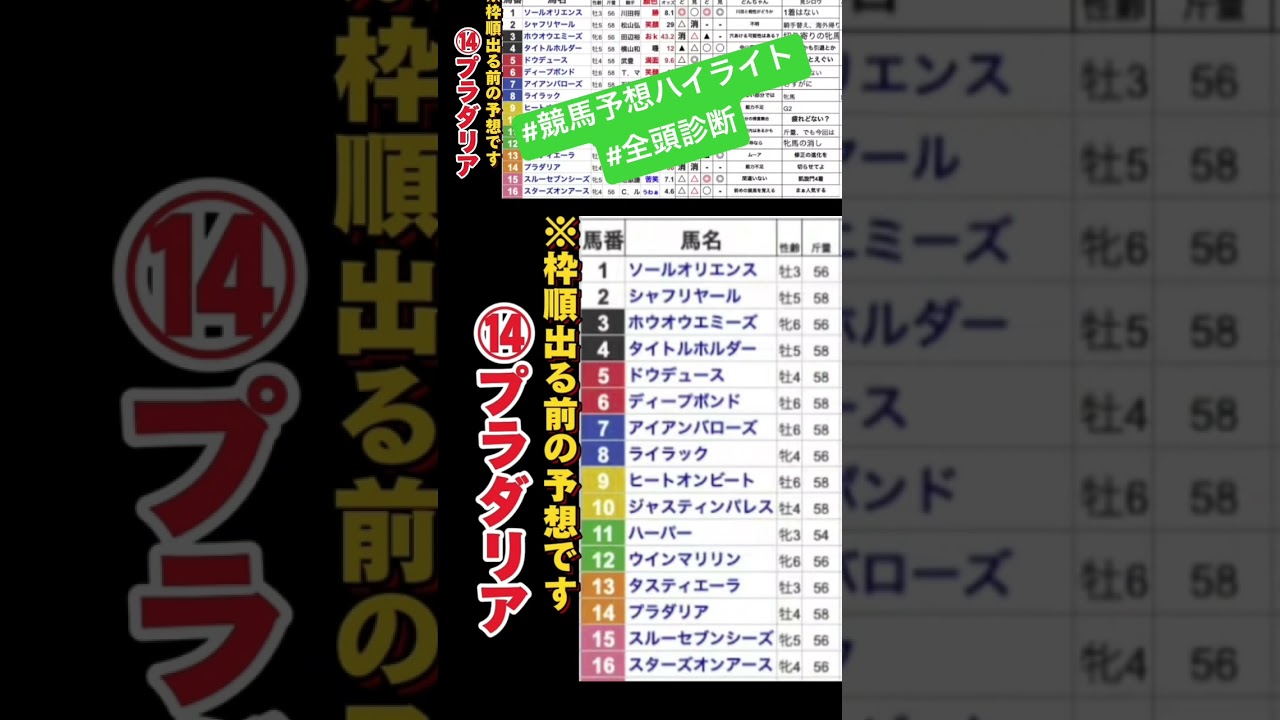 #プラダリア　#有馬記念2023 #競馬予想ハイライト #全頭診断