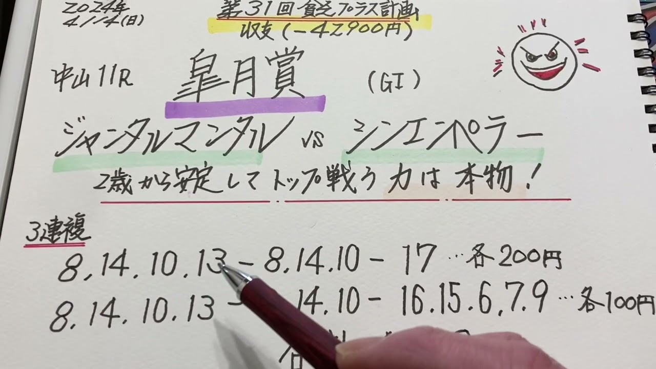 【競馬予想】中山11R 皐月賞🏇中心になるのはこの2頭❣️😃第31回貧乏プラス計画❗️