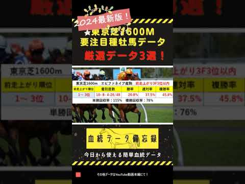 【競馬】東京芝1600m血統傾向分析2024年最新版！好成績種牡馬と産駒の買い時ポイント徹底分析！ #shorts