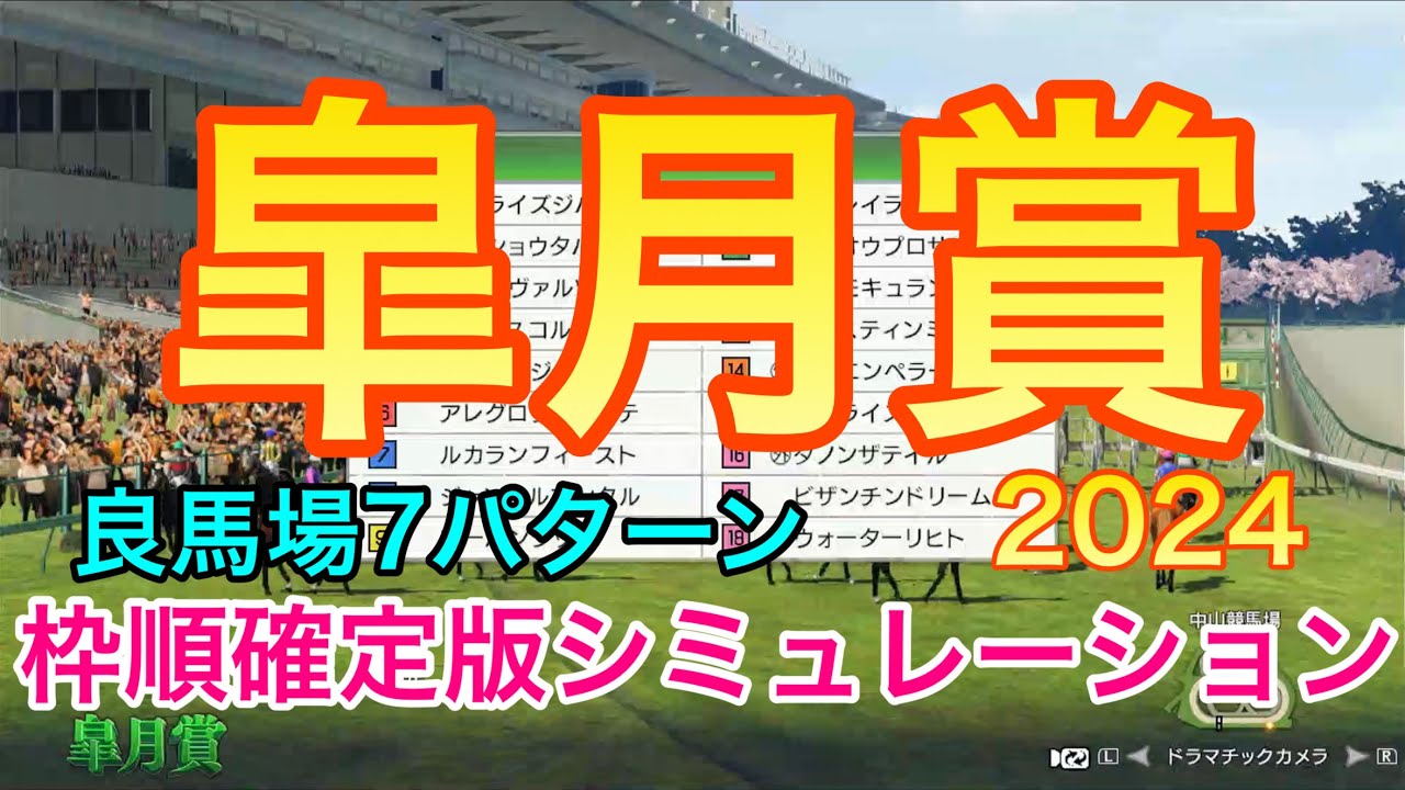 皐月賞2024 枠順確定版シミュレーション 《良馬場7パターン》【 競馬予想 】【 皐月賞2024予想 】