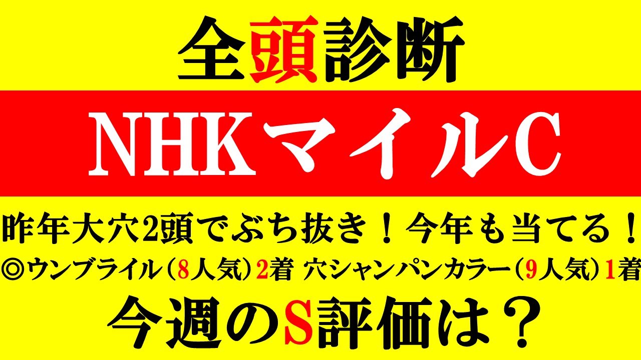 【NHKマイル 全頭診断 2024】6週連続S評価馬券内！今週のS評価は？