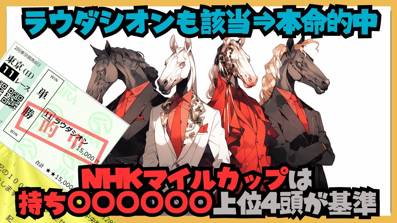 2024年のNHKマイルカップも好走するか？過去16年287頭中⇒23頭の該当馬が8勝+馬券内半分以上【2020年ラウダシオンも該当馬で１着的中】