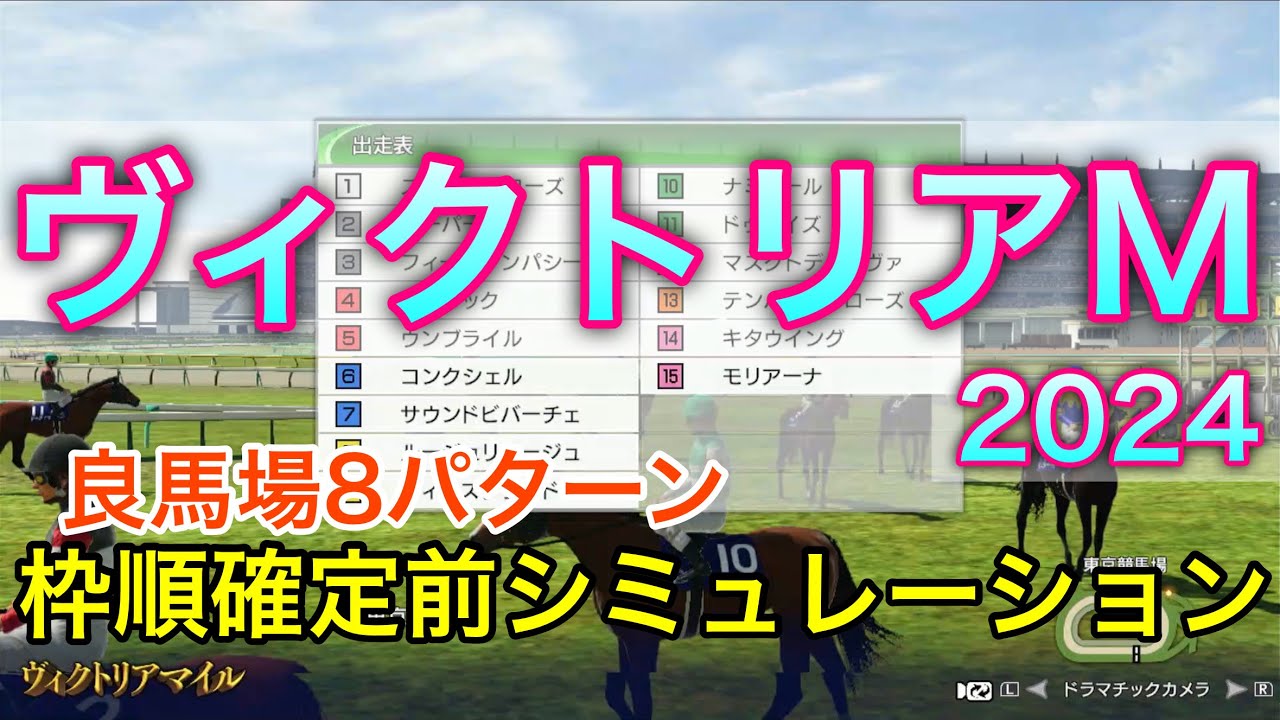 ヴィクトリアマイル2024 枠順確定前シミュレーション 《良馬場8パターン》【 競馬予想 】【 ヴィクトリアM2024 予想 】