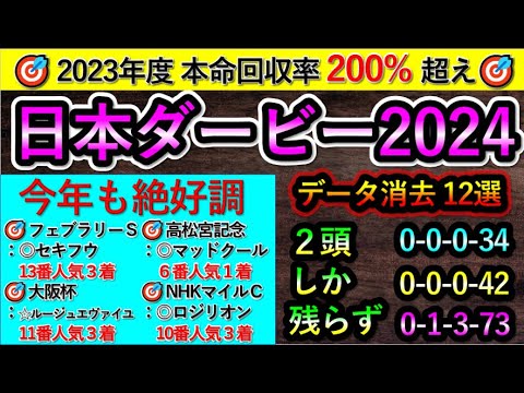 日本ダービー2024 【消去データ12選】 最後まで残ったのは2頭