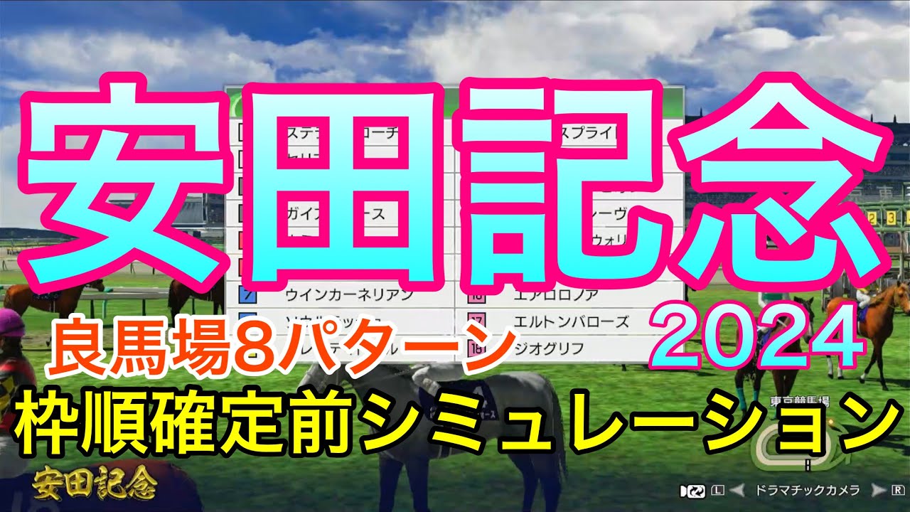 安田記念2024 枠順確定前シミュレーション 《良馬場8パターン》【 安田記念2024予想 】
