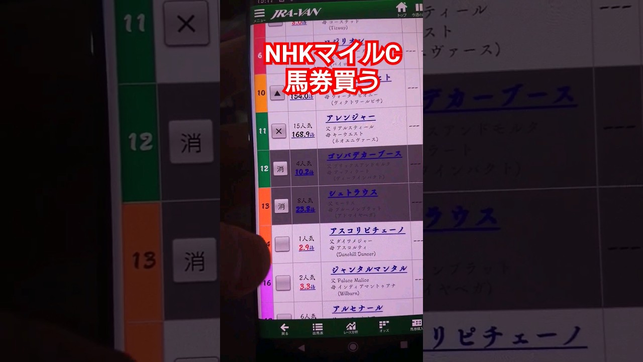 🎯NHKマイルカップの馬券買う 的中払戻しは‥
