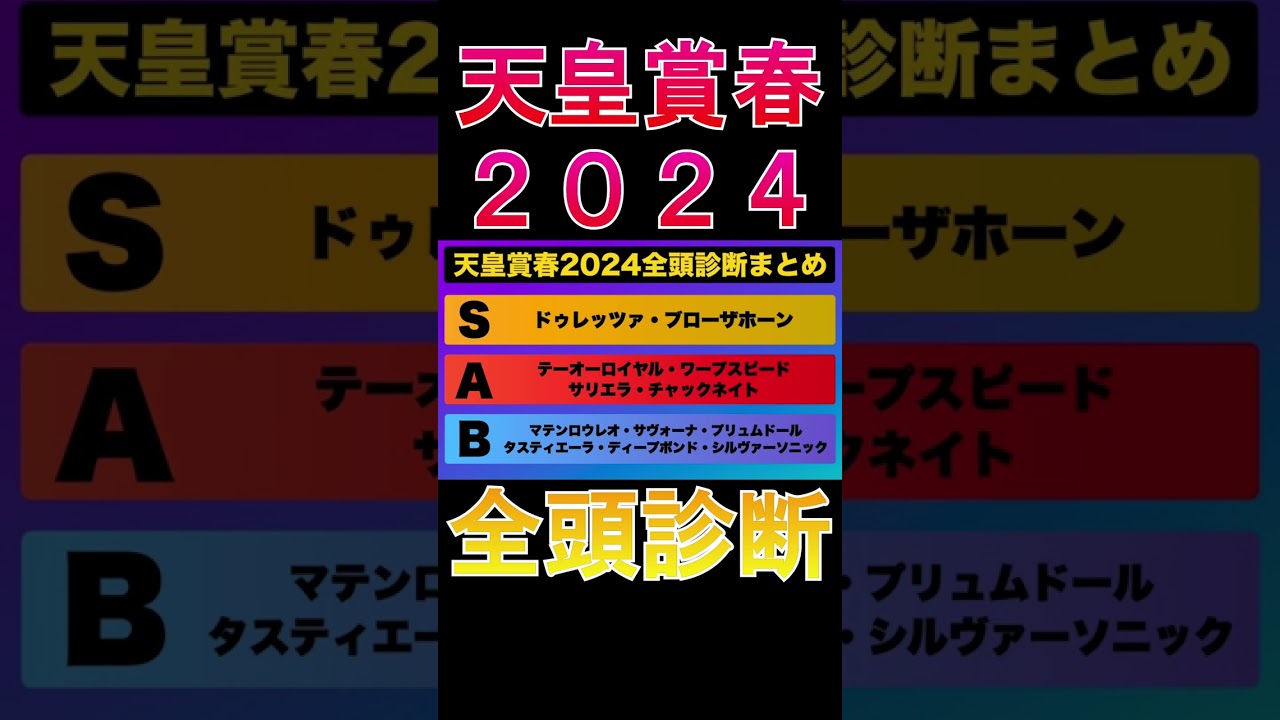 【天皇賞春 2024】ナーツゴンニャー中井の全頭診断表#ウマキんグ#ニートボクロチキン#天皇賞春2024