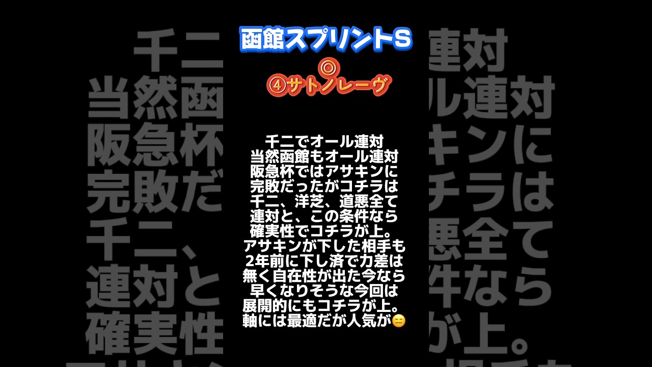 【函館スプリントステークス2024 予想❣️】永遠のド貧乏＆ド素人馬券 #競馬