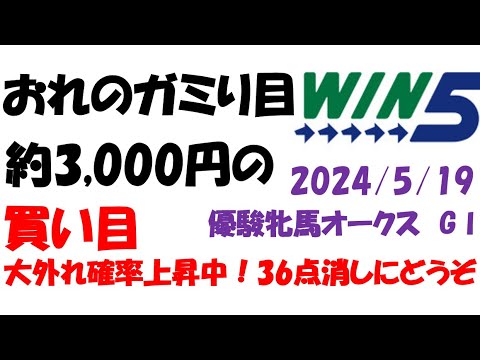 【おれのガミり目】WIN5買い目 優駿牝馬オークス 20240519 競馬編