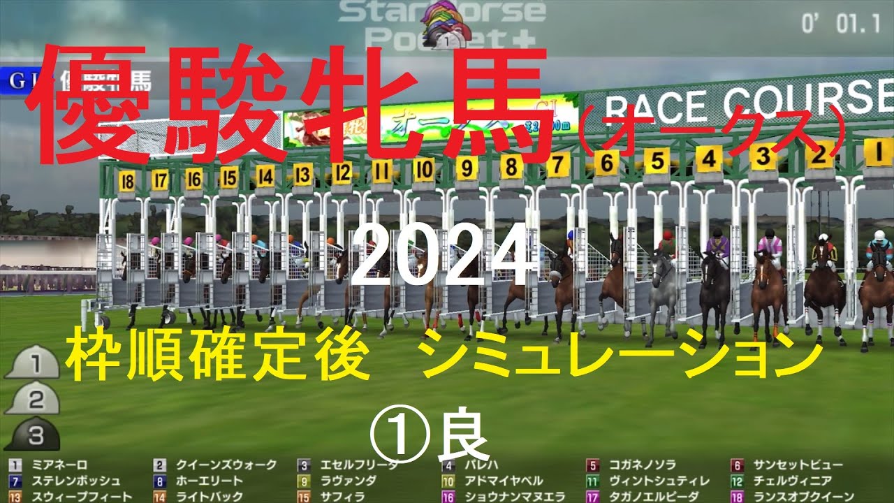 5/17（金）（スタポケ）優駿牝馬（オークス）（GⅠ）2024シミュレーション枠順確定後【競馬予想】