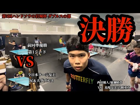 第5回ハンドソウの岩城杯ラージボール大会 ダブルスの部 決勝 西田優人/廣瀬晴貴(大阪) VS 馬場太洋/岩附勇真(愛知/大阪) 【ラージボール】【卓球】