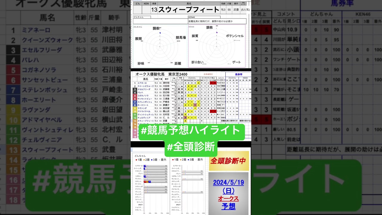 #スウィープフィート #優駿牝馬2024 #オークス2024 #競馬予想ハイライト #全頭診断