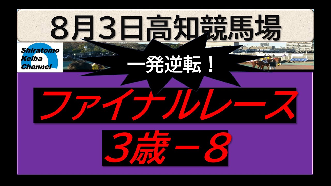 【競馬予想】ファイナルレース３歳ー８！～２０２４年８月３日 高知競馬場 ：８－６