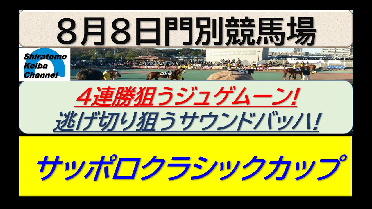 【競馬予想】サッポロクラシックカップ！～２０２４年８月８日 門別競馬場 ：８－２３