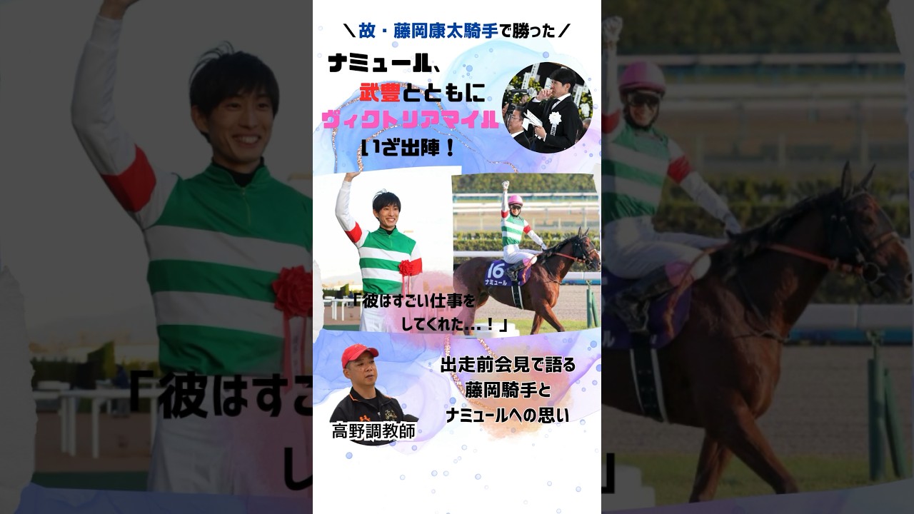 【ヴィクトリアマイル】故・藤岡康太騎手でマイルチャンピオンシップを勝ってG1馬となったナミュールが、武豊騎手と初コンビでヴィクトリアマイルに出陣！！