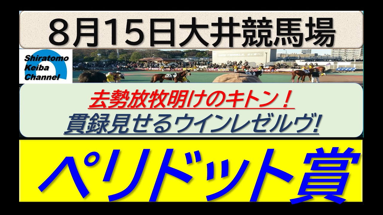 【競馬予想】ペリドット賞！～２０２４年８月１５日 大井競馬場 ：８－４１
