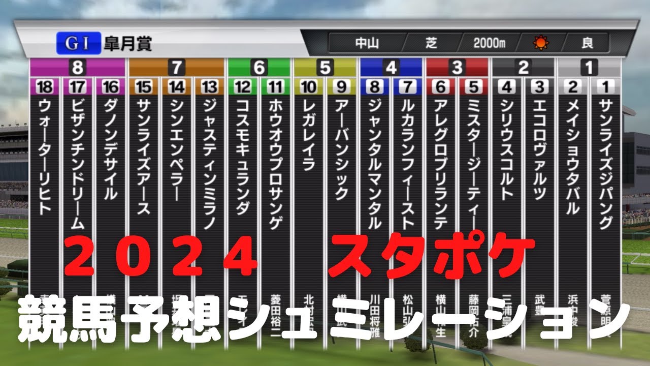 ２０２４　第８４回皐月賞　スタポケ競馬予想シュミレーション！牡馬三冠レースが始まる！