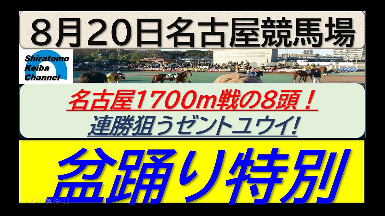 【競馬予想】盆踊り特別！～２０２４年８月２０日 名古屋競馬場 ：８－５５