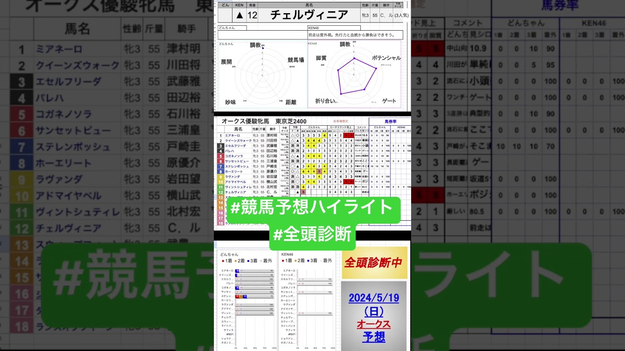 #チェルヴィニア #優駿牝馬2024 #オークス2024 #競馬予想ハイライト #全頭診断