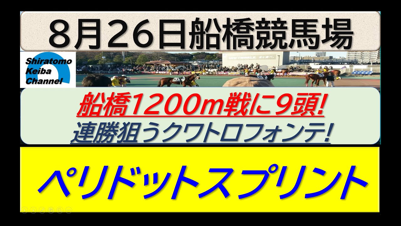 【競馬予想】ペリドットスプリント！～２０２４年８月２６日 船橋競馬場 ：８－７２