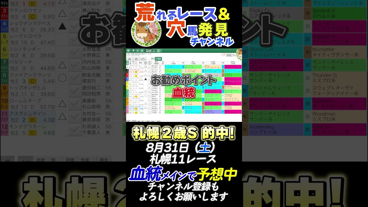 8月31日　札幌2歳S　大的中！🎯