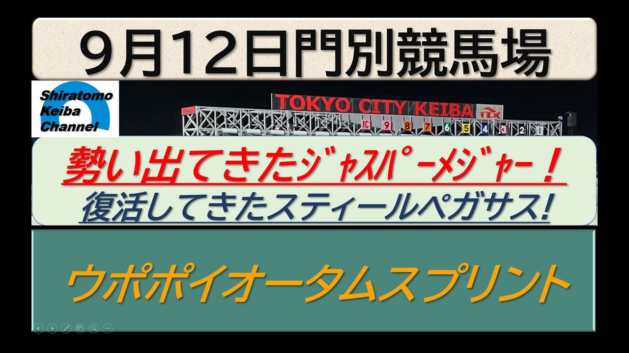 【競馬予想】ウポポイオータムスプリント！～２０２４年９月１２日 門別競馬場 ：９－２４