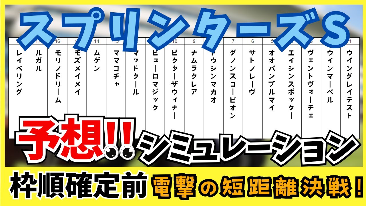 【スプリンターズステークス2024】枠順確定前シミュレーション  秋GⅠシーズン到来！