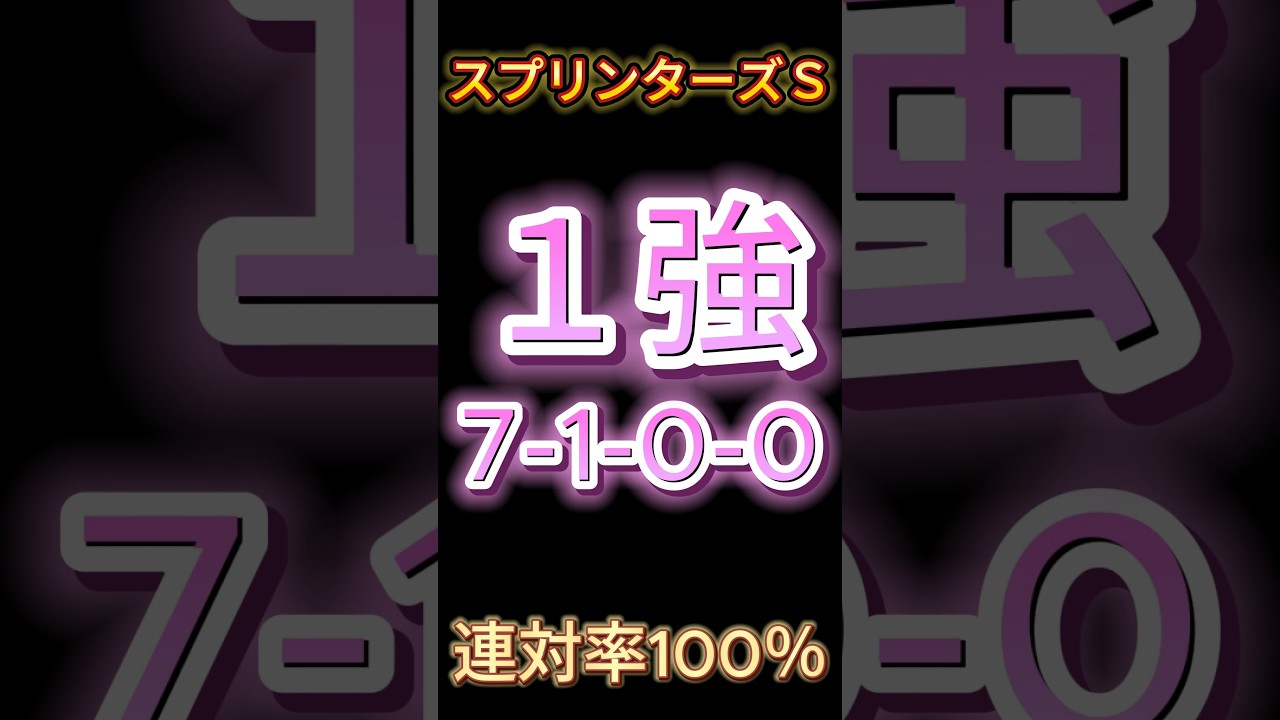 【 スプリンターズS 2024 】 （7-1-0-0）連対率100%！１強です⭐