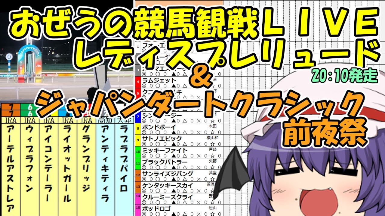 おぜうの競馬観戦LIVE レディスプレリュード＆ジャパンダートクラシック前夜祭！