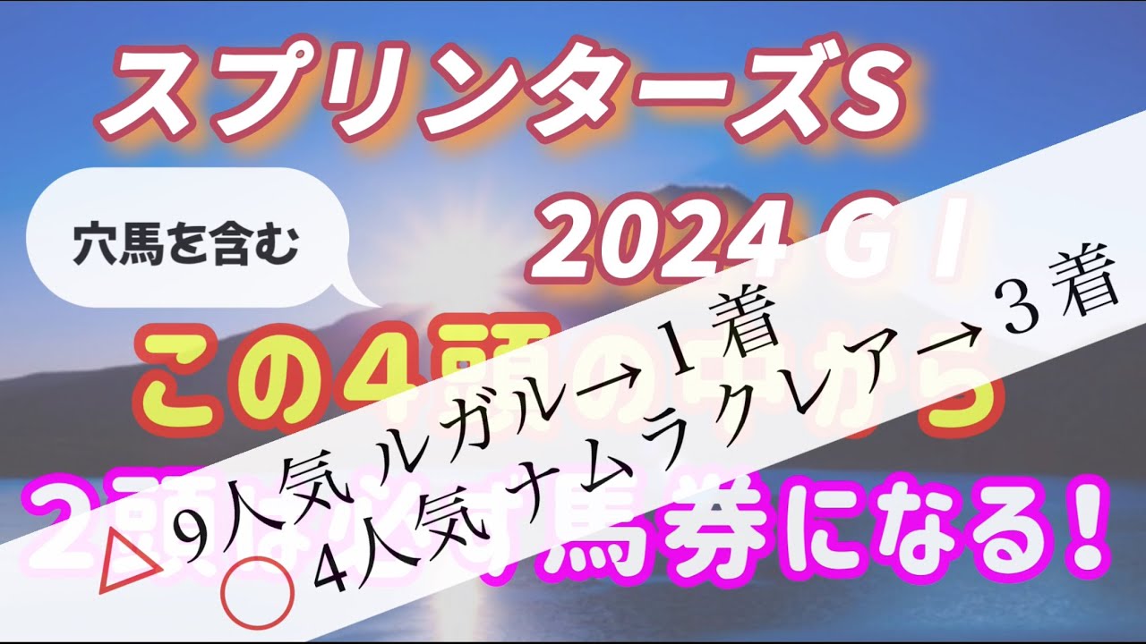 【スプリンターズS 2024 予想】 穴馬を含む４頭をお薦めします！　今年もAB作戦で獲る✊