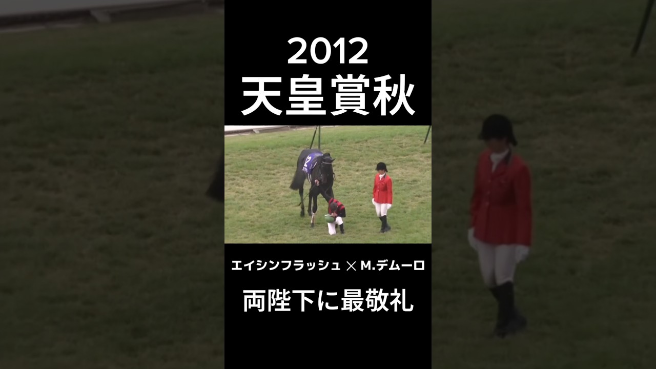 【伝説の最敬礼！】2012年 天皇賞秋 エイシンフラッシュ  M.デムーロが天皇皇后両陛下に下馬して最敬礼